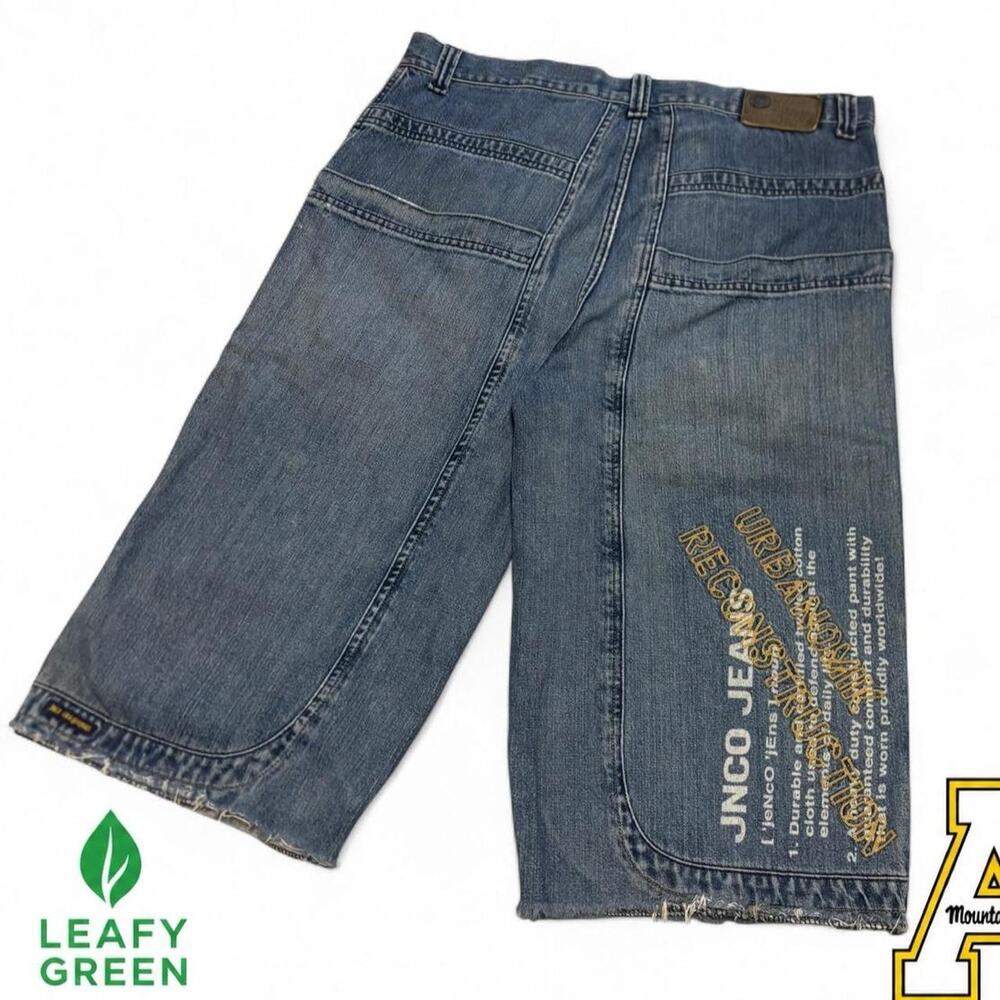 JNCO Jeans Wide Leg Baggy Denim Jorts Shorts us sz 36x18 Vintage 90s Loose